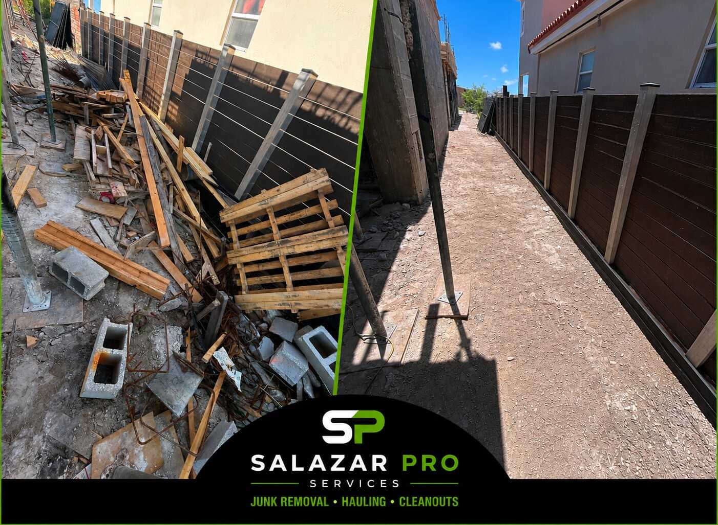 Storage bay debris before and after removal