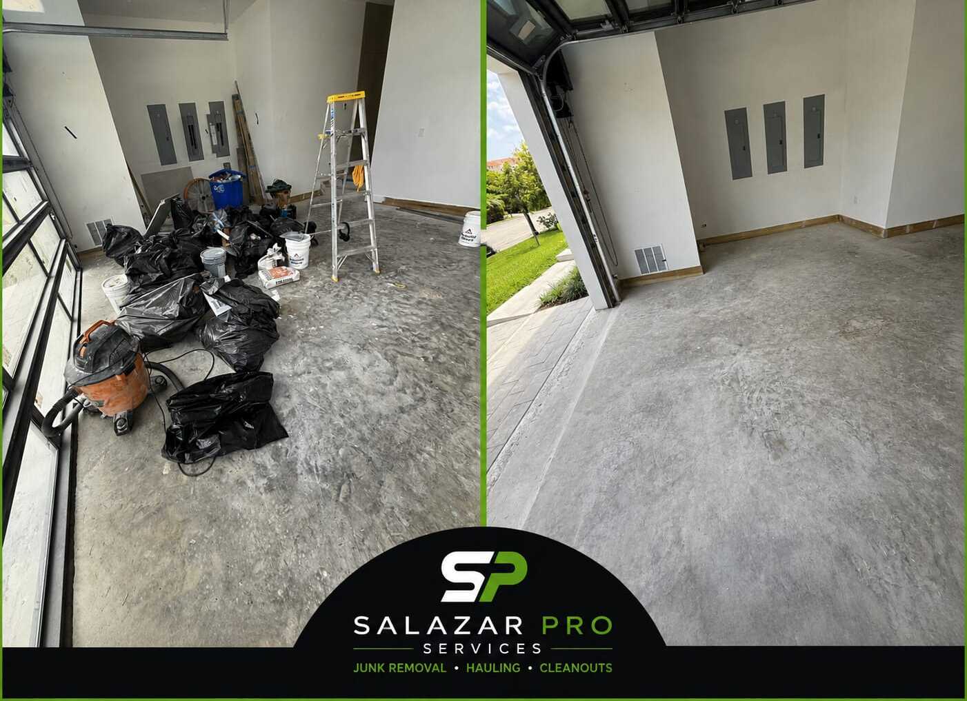 Before and after garage junk removal, Miami