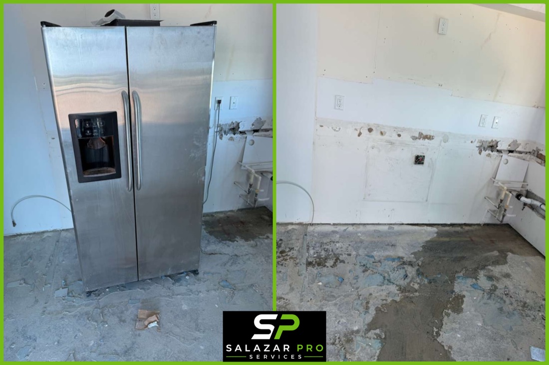 Before and after appliance removal, Miami