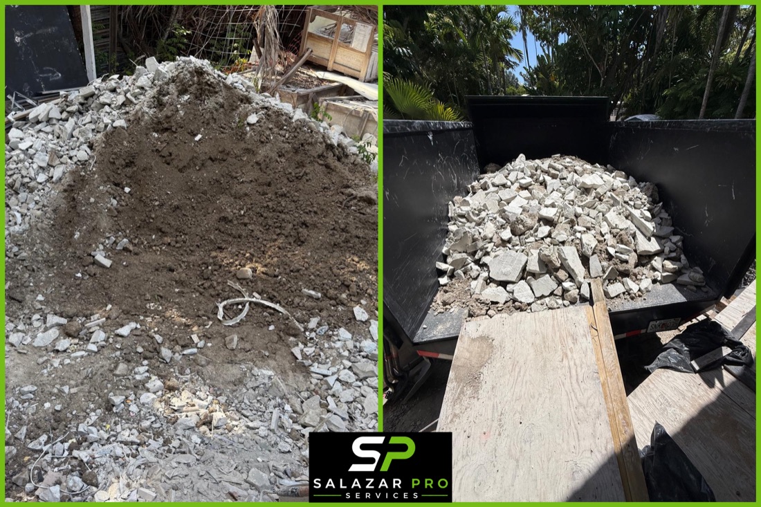 Before and after construction debris removal, Miami