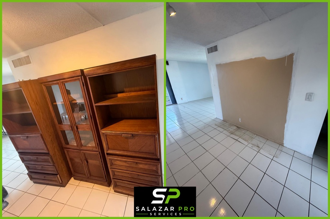 Before and after furniture removal, Miami