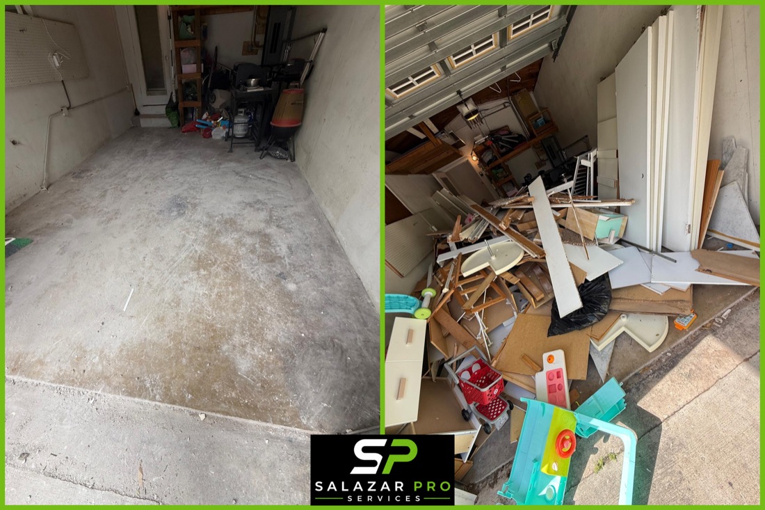 Before and after garage cleanout, Miami