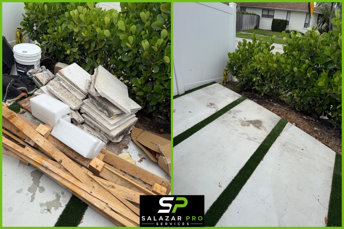 Before and after yard debris removal, Miami
